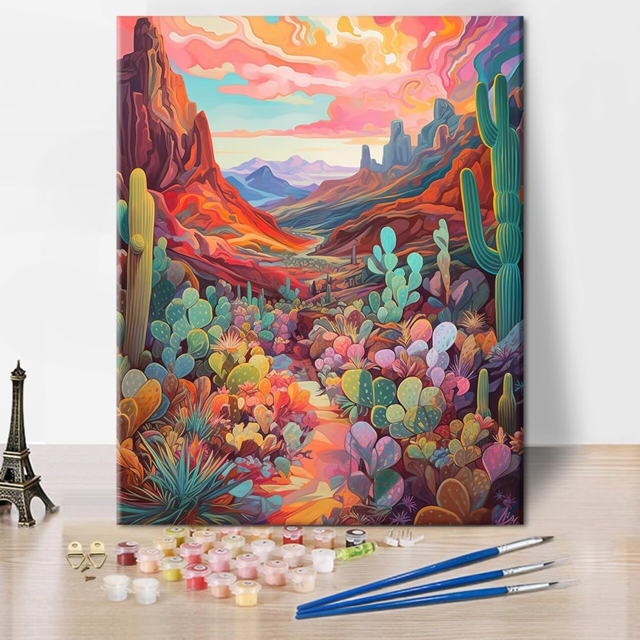 Scenery Paint by Number for Adults, Succulent Paint by Number Kits, Cactus Number Painting for Adults with Brushes and Pigment, Plant Painting for Wall Decor, 16x20 Inch